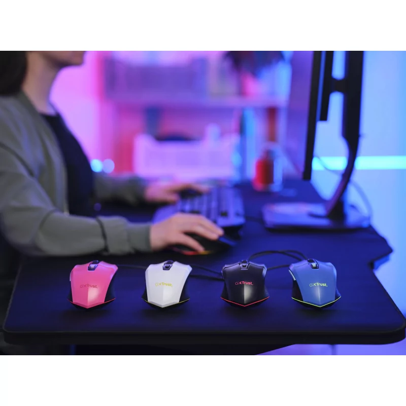Kontrolsat - Rato Gaming Trust - 6400 DPI - 60 IPS - RGB - Branco - GXT 109W FELOX