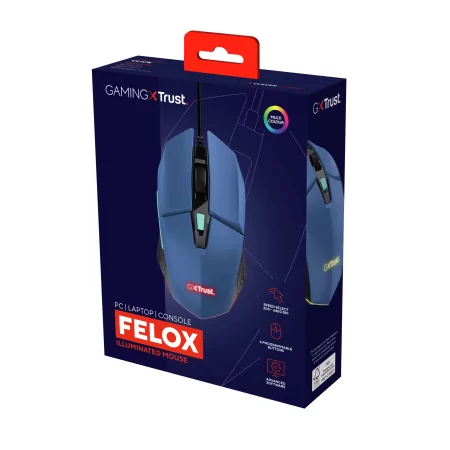 Kontrolsat - Trust Gaming Mouse - 6400 DPI - 60 IPS - RGB - Blue - GXT 109 FELOX