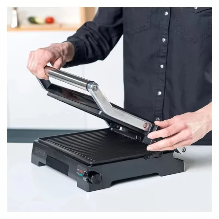 Kontrolsat - Grelhador Black+Decker 2200W - Abertura 180º - Placas Antiaderentes - BXGR2200E