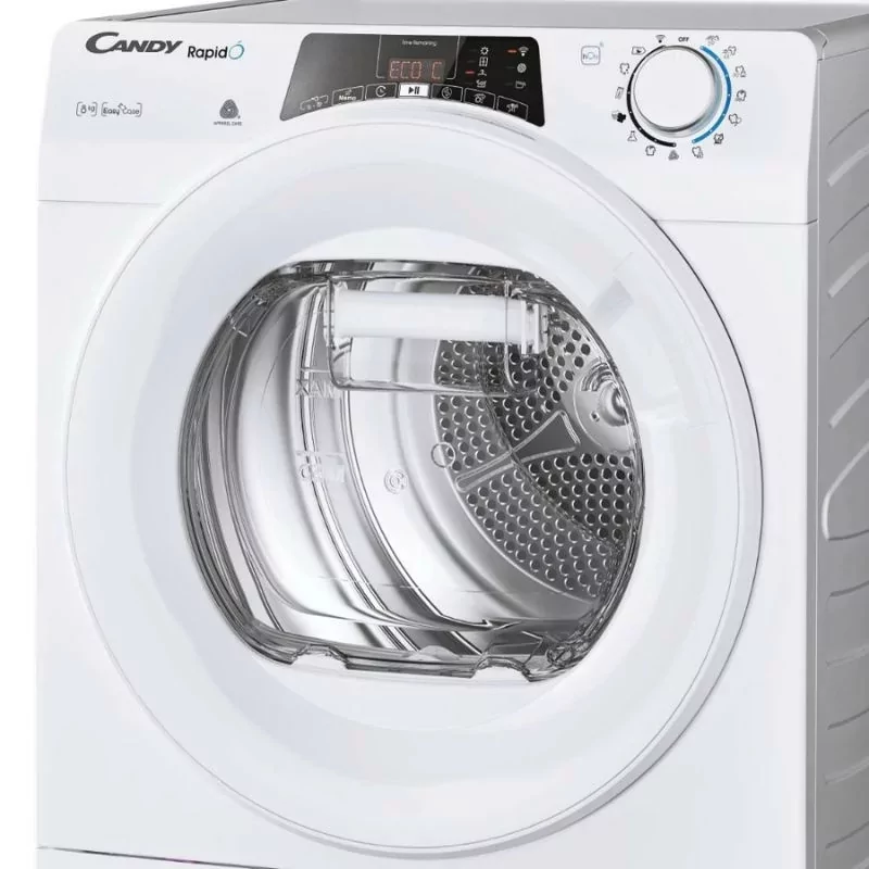 Kontrolsat - Máquina Secar Roupa Candy ROE H8A2TE-S (8kg - Bomba de Calor - Classe E) - Secagem Inteligente Wi-Fi