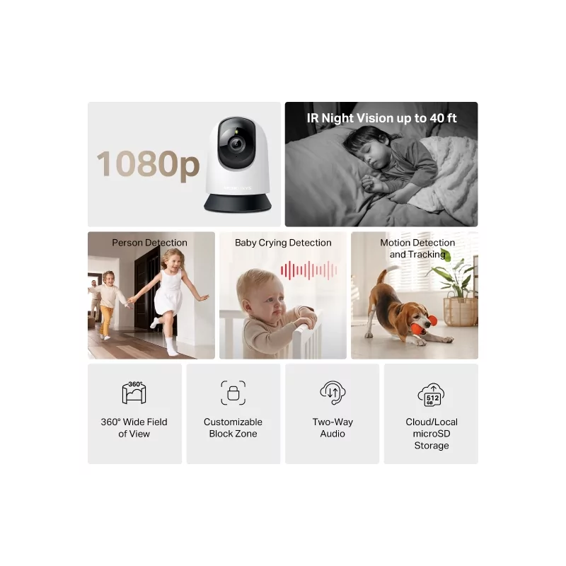 Mercusys MC210 Wi-Fi Camera (Full HD - PTZ - Night Vision)