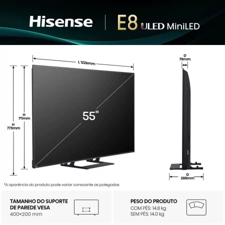 Hisense 55" Mini LED 4K Smart TV 55E8Q