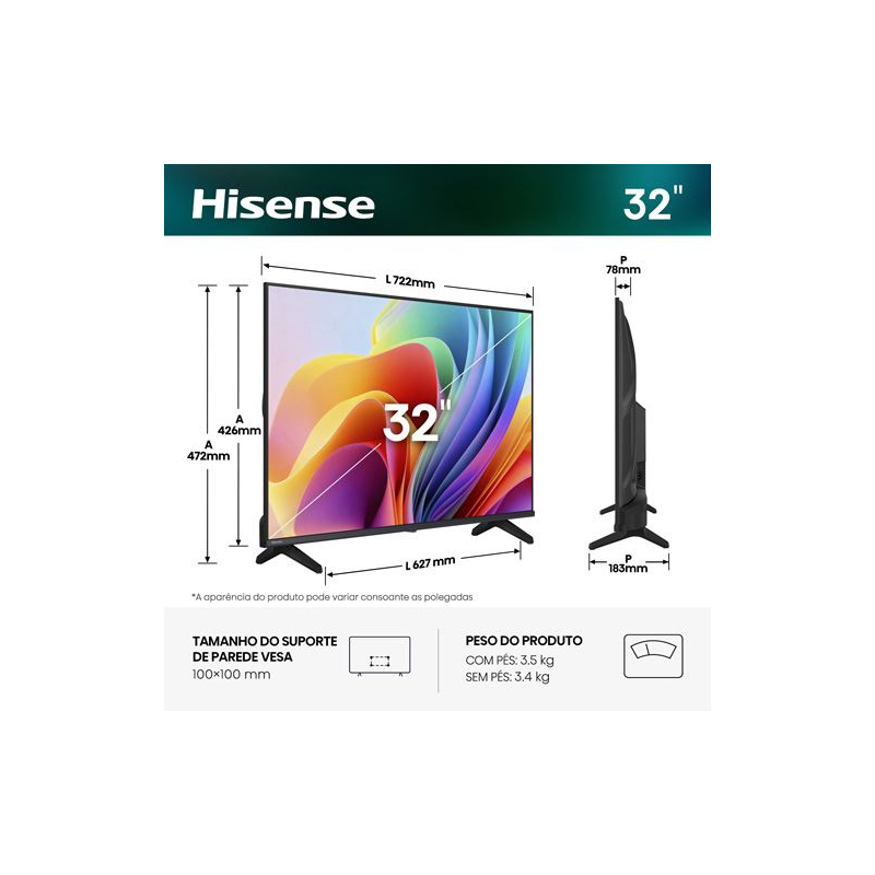 Smart TV Hisense 32A4S 32" (81 cm) HD (HDR10) VIDAA U9