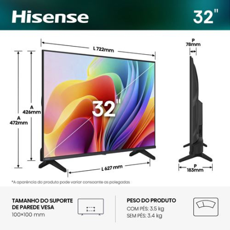 Smart TV Hisense 32A4S 32" (81 cm) HD (HDR10) VIDAA U9