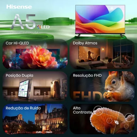 Smart TV Hisense 32A5S de 32" (80 cm) QLED Full HD Dolby Atmos VIDAA U9