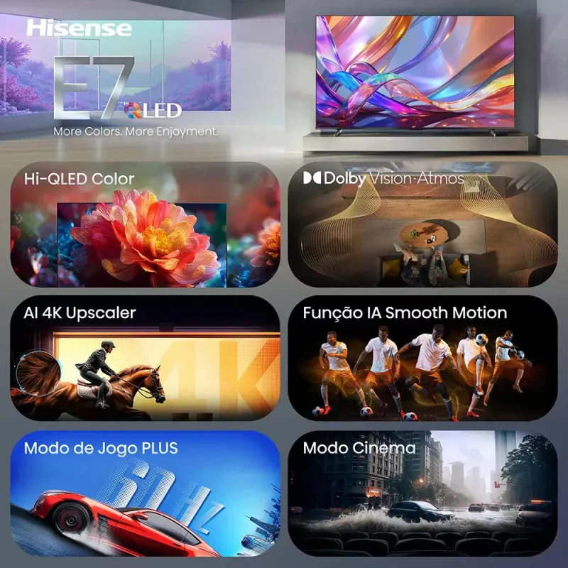 Smart TV Hisense 65E7S 65" (164 cm) QLED 4K Dolby Vision IQ VIDAA U9.5