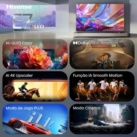 Smart TV Hisense 65E7S 65" (164 cm) QLED 4K Dolby Vision IQ VIDAA U9.5