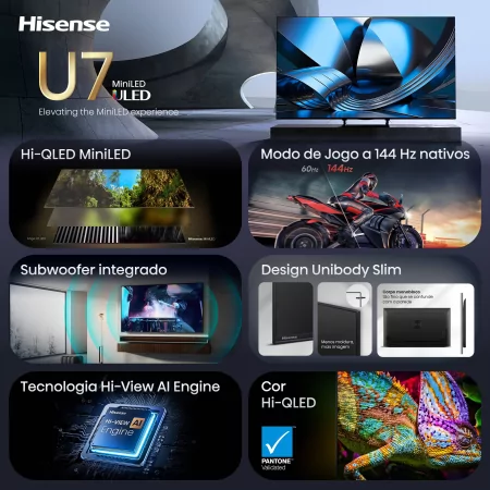 Smart TV Hisense 75U7SE 75" (189 cm) MiniLED QLED 4K 144Hz Dolby Vision IQ IMAX Enhanced VIDAA U9