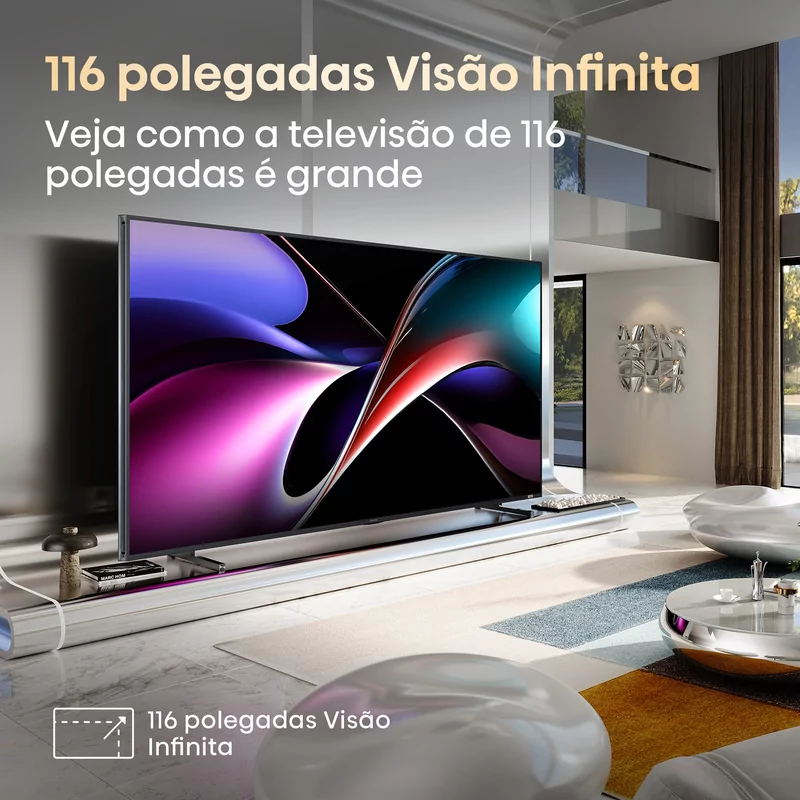 Smart TV Hisense 116UXQ de 116" (293 cm) RGB MiniLED 4K 165Hz Dolby Vision IQ IMAX Enhancer VIDAA U9
