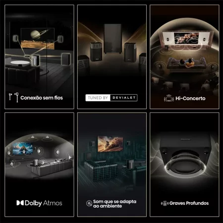 Soundbar Hisense HT Saturn 360W - 4.1.2 CH, Home Theather, Dolby Atmos, DTS Virtual: X, Hi-Concerto, EzPlay