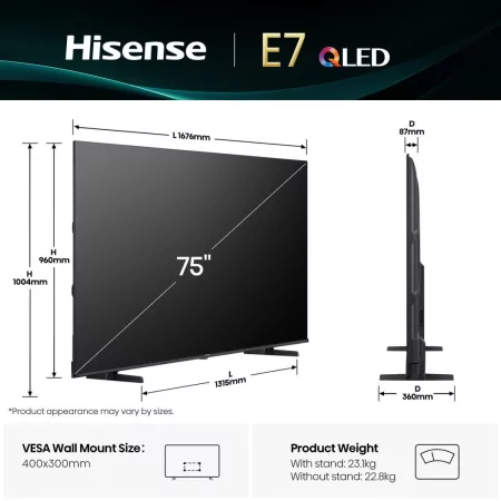 Hisense 75E7Q - QLED 4K Smart TV 75"