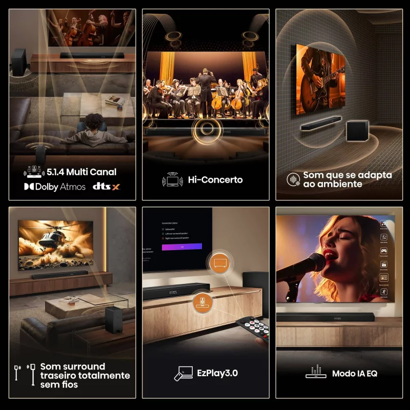 Barra de sonido Hisense AX AX5140Q de 600 W - 5.1.4 canales, Dolby Atmos, DTS Virtual: X, Hi-Concerto, EzPlay