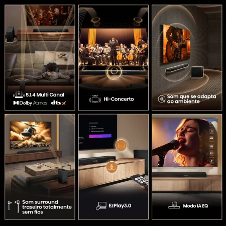 Soundbar Hisense AX AX5140Q 600W - 5.1.4 CH, Dolby Atmos, DTS Virtual: X, Hi-Concerto, EzPlay