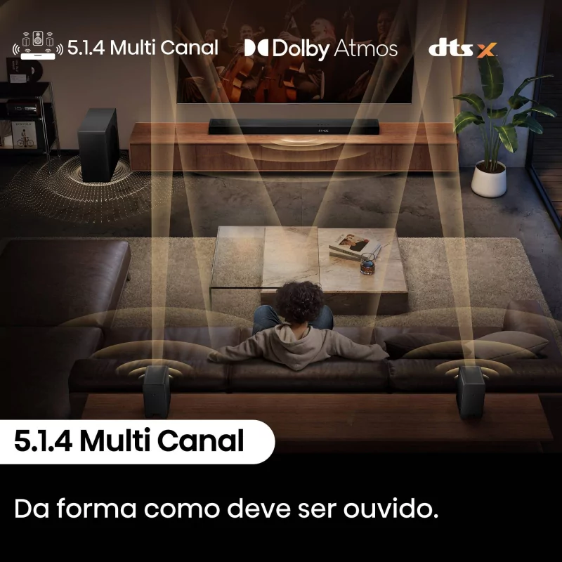 Barra de sonido Hisense AX AX5140Q de 600 W - 5.1.4 canales, Dolby Atmos, DTS Virtual: X, Hi-Concerto, EzPlay