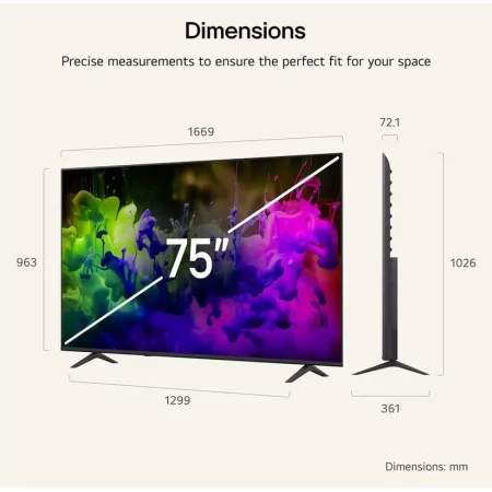 Smart TV LG 75QNED7EB de 75" (189 cm) QNED Mini LED 4K UHD AI α7 Gen9 HDR10 Magic Remote