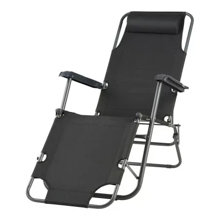 Espreguiçadeira 2 em 1 Metálica Dobrável - 178x60x75cm - Negro
