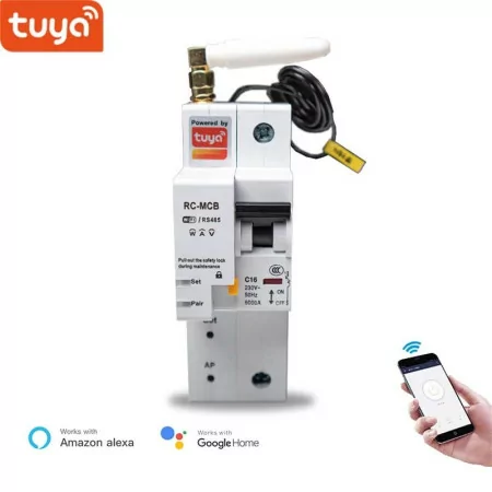 Disjuntor Tuya Smart - 32A con Medidor de Tensão Monofásico - Alexa e Google Home