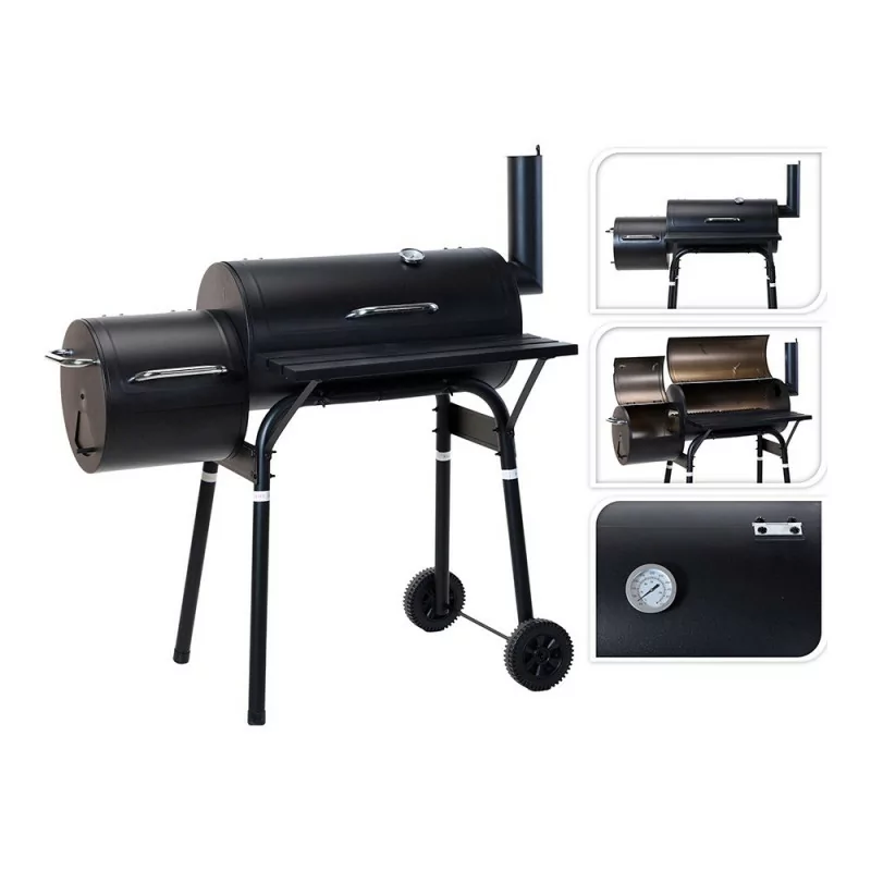 Churrasqueira de Carvão BBQ Grill Smoker + Fumador Jamaica