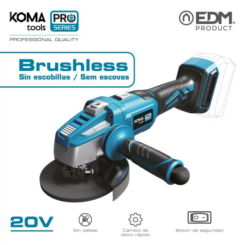 Koma Tools Pro Series Angle Grinder - 20V - Brushless - 37.5 x 12 cm