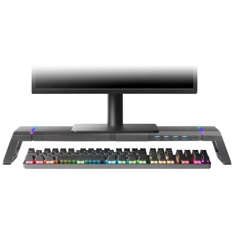 Suporte de Monitor Mars Gaming - 4 x USB 3.0 - RGB - Preta - MGS