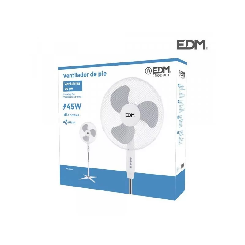 Ventilador de Pie EDM - 40cm - 45W - Blanca
