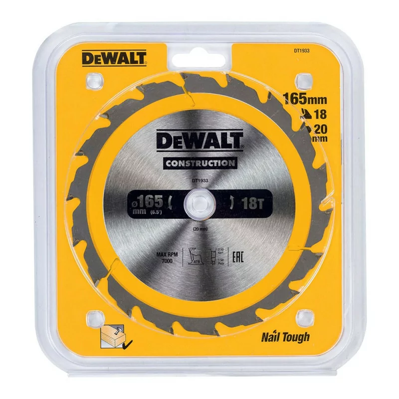 Dewalt Construction Disc - 165x20 mm - 18T (AC) DT1933-QZ