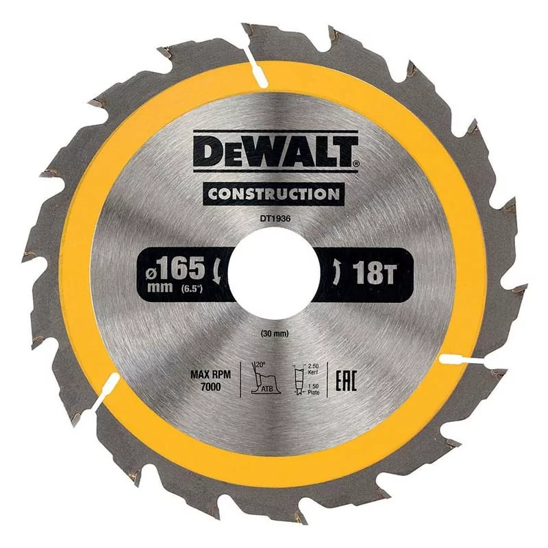 Dewalt Construction Disc - 165x20 mm - 18T (AC) - DT1936-QZ