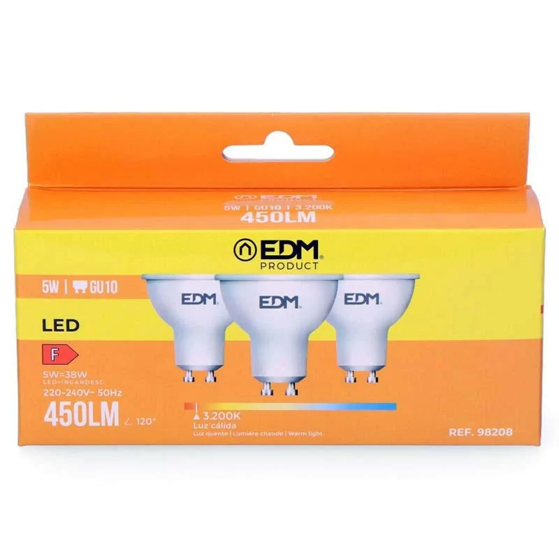 Set 3 EDM Dichroic Lamps - LED - GU10 - 5 W - 450 LM - 3200 K - Warm Light