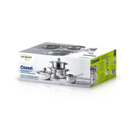 Trem de Cozinha Universal 7 Peças Inox – Cassel (Caçarola Ø16cm + Tachos c/ Tampa Ø18/20/24cm) - San Ignacio - SG8172