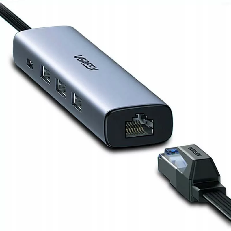 Ugreen CM475 Hub - USB-C to USB 3.0 / RJ-45 - Gray