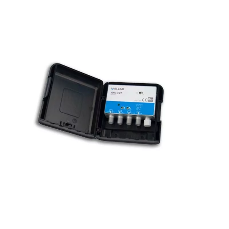 Kit Amplificador de Mastro UHF Alcad - 32dB - 3 Entradas - AM-397 - c/ Fuente de Alimentación - 9030202