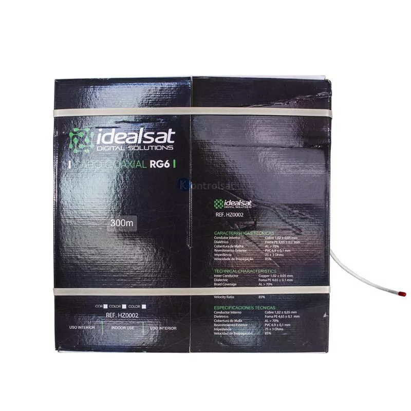 Cabo Coaxial RG6 Branco ITED - 300M - Idealsat