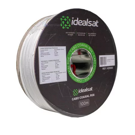 Coaxial Cable RG6 White - 100M - Idealsat