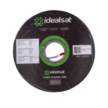 Cable Coaxial RG6 Blanco - 100M - Idealsat