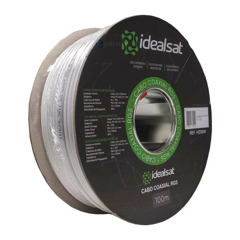 Cable Coaxial RG5 Blanco - 100M - Idealsat