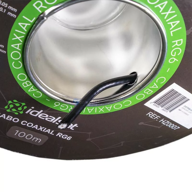 Cable Coaxial RG6 Negro PE - 100M - Idealsat