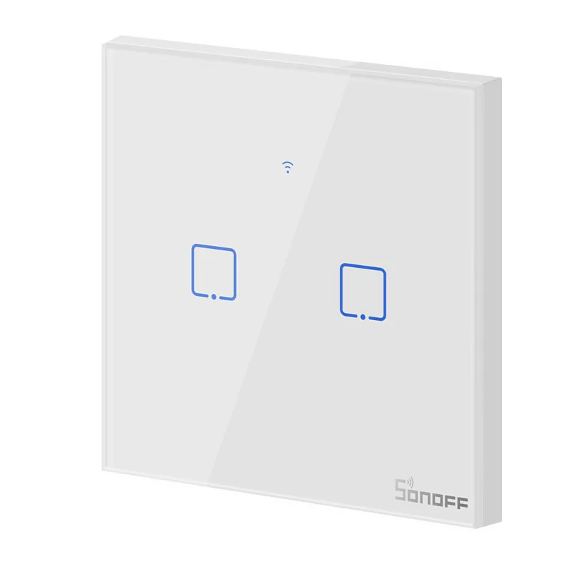 Interruptor Inteligente Wi-Fi Sonoff - T0EU2C-TX - 2 Zona Touch - Blanco