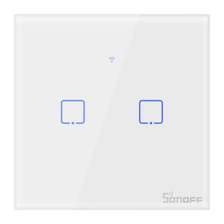 Interruptor Inteligente Wi-Fi Sonoff - T0EU2C-TX - 2 Zona Touch - Blanco