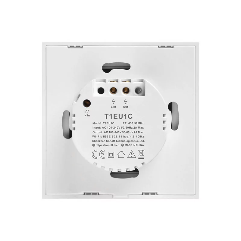 Interruptor Inteligente Wi-Fi RF Sonoff - T1EU1C-TX - 1 Zona Touch - Branco