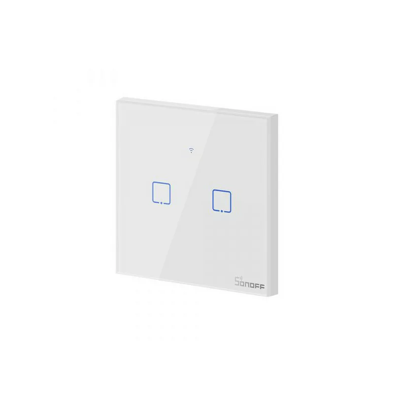 Interruptor Inteligente Wi-Fi RF Sonoff - T1EU2C-TX - 2 Zona Touch - Blanco