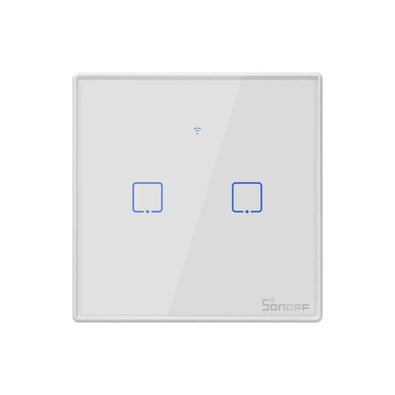 Interruptor Inteligente Wi-Fi RF Sonoff - T1EU2C-TX - 2 Zona Touch - Blanco