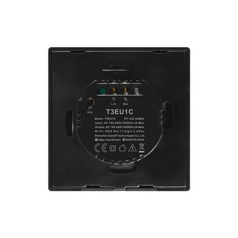 Interruptor Inteligente Wi-Fi Sonoff - T3EU1C-TX - 1 Zona Touch - Preto