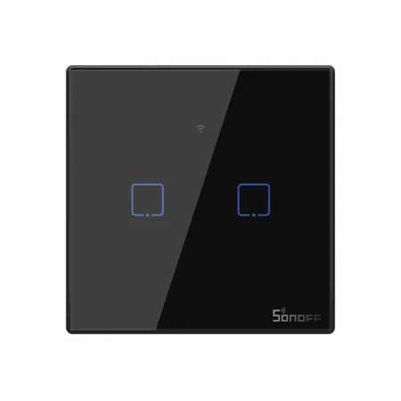 Interruptor Inteligente Wi-Fi Sonoff - T3EU2C-TX - 2 Zona Touch - Preto