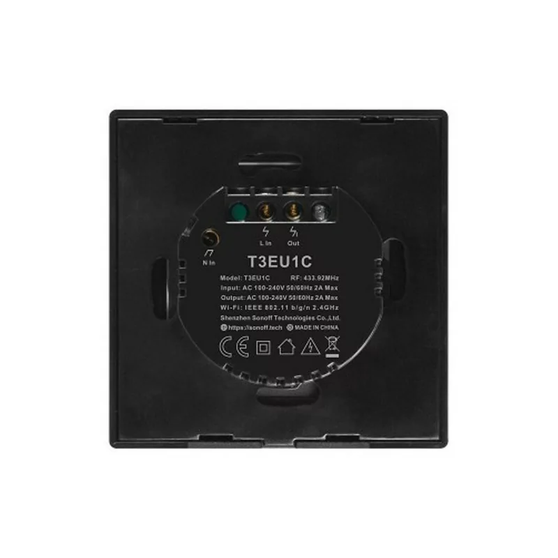 Interruptor Inteligente Wi-Fi Sonoff - T3EU2C-TX - 2 Zona Touch - Preto