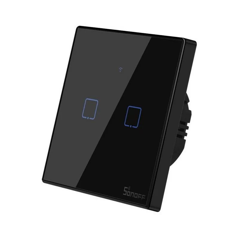 Interruptor Inteligente Wi-Fi Sonoff - T3EU2C-TX - 2 Zona Touch - Preto