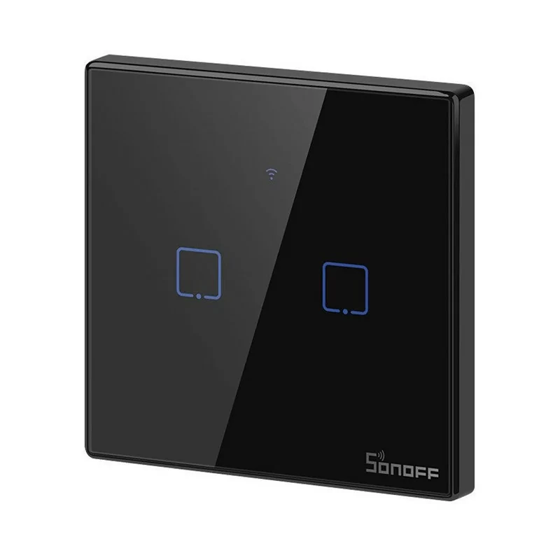 Interruptor Inteligente Wi-Fi Sonoff - T3EU2C-TX - 2 Zona Touch - Preto