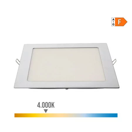 Downlight LED de Embutir Quadrado - 20W - 4000K - 1500Lm - Luz Dia - Cinza