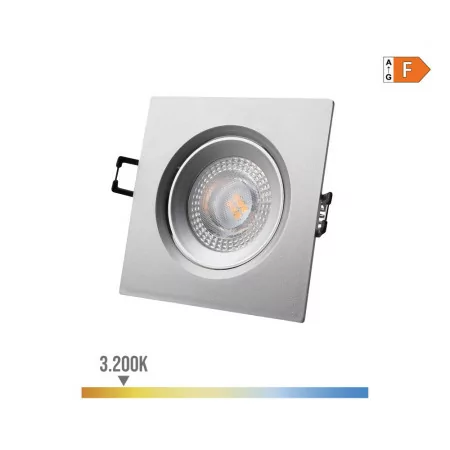 Downlight LED Quadrado de Embutir 5W - 3200K - Luz Quente - Cinza