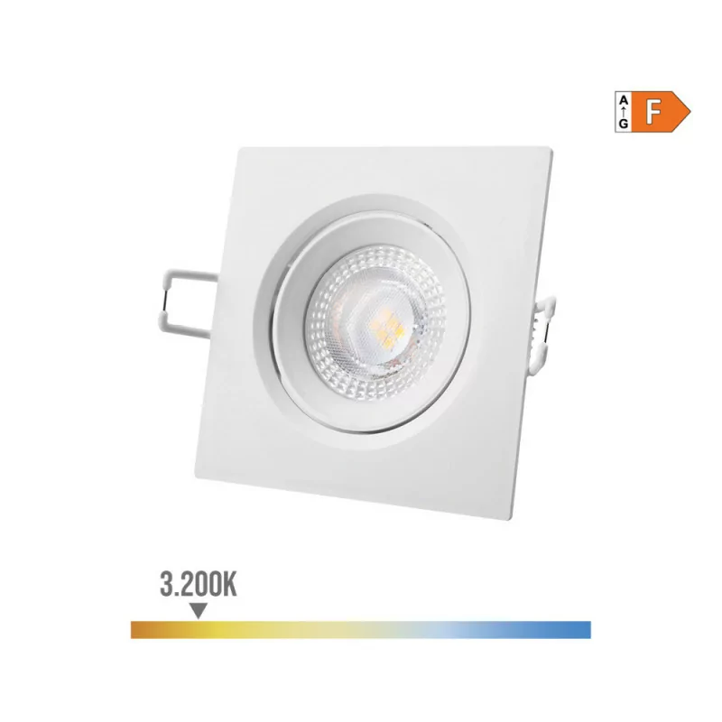 Downlight LED Quadrado de Embutir 5W - 3200K - Luz Quente - Blanco