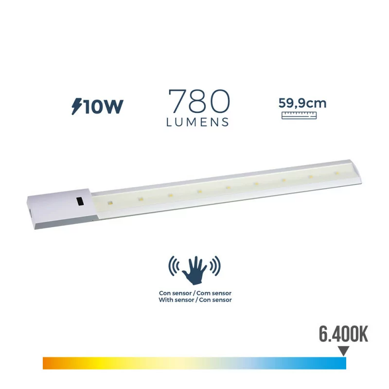 Armadura LED Con Sensor 10W - 780Lm - 6400K - Luz Fria